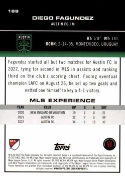 2023 Topps MLS - Icy Black Foil #189 Diego Fagundez Back