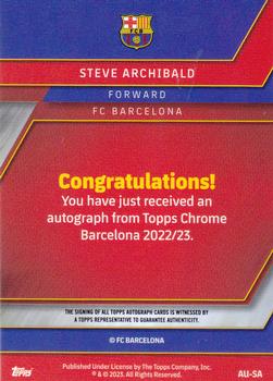 2022-23 Topps Chrome FC Barcelona: Més Que Un Club - Base Card Autographs #AU-SA Steve Archibald Back
