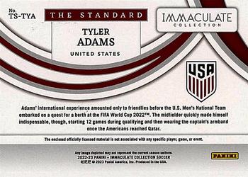 2022-23 Panini Immaculate Collection - The Standard Silver #TS-TYA Tyler Adams Back