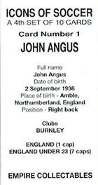 2023 Empire Collectables Icons of Soccer (Set 4) #1 John Angus Back