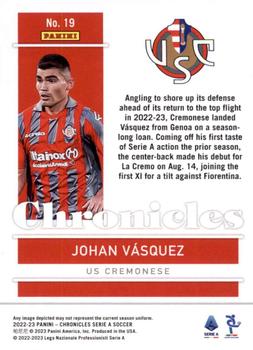 2022-23 Panini Chronicles - Chronicles Serie A #19 Johan Vasquez Back