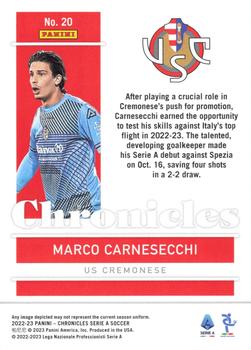 2022-23 Panini Chronicles - Chronicles Serie A Silver #20 Marco Carnesecchi Back