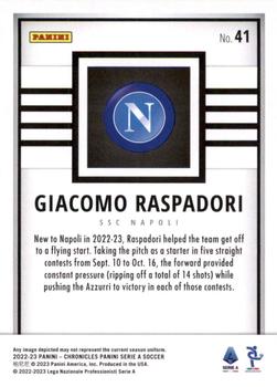 2022-23 Panini Chronicles - Panini Serie A #41 Giacomo Raspadori Back