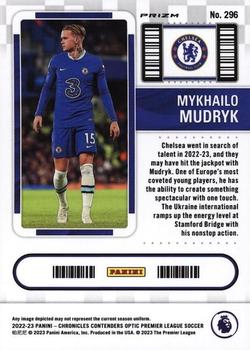 2022-23 Panini Chronicles - Contenders Optic Rookie Ticket Premier League Purple Mojo #296 Mykhailo Mudryk Back