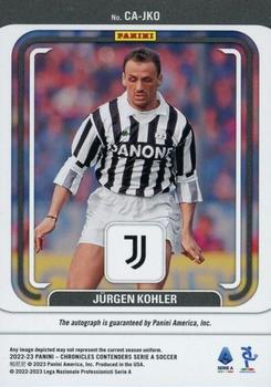 2022-23 Panini Chronicles - Contenders Autographs Serie A Silver #CA-JK Jurgen Kohler Back