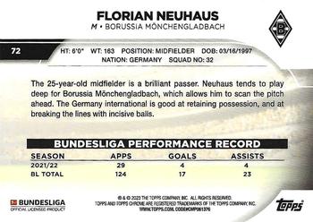 2022-23 Topps Chrome Bundesliga #72 Florian Neuhaus Back