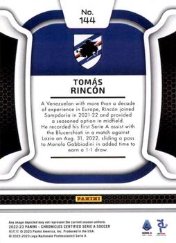 2022-23 Panini Chronicles - Certified Serie A #144 Tomas Rincon Back