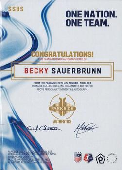 2023 Parkside USWNT One Nation One Team - Signature Cards #SSBS Becky Sauerbrunn Back