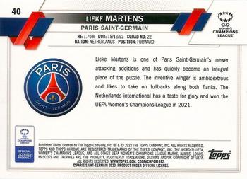 2022-23 Topps Chrome UEFA Women's Champions League - Pulsar Refractor #40 Lieke Martens Back