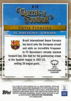 2022-23 Topps Chrome UEFA Women's Champions League - Queens of Football Gold Refractor #Q-18 Geyse Ferreira Back