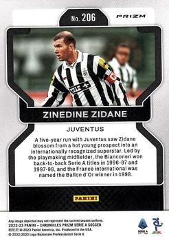 2022-23 Panini Chronicles - Prizm Serie A Silver #206 Zinedine Zidane Back
