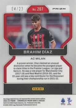 2022-23 Panini Chronicles - Prizm Serie A Orange Ice #207 Brahim Diaz Back