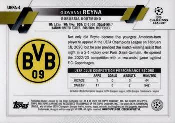 2022-23 Topps Chrome UEFA Club Competitions 2023 NSCC Exclusive - Gold #UEFA-4 Giovanni Reyna Back