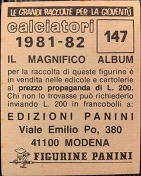 1981-82 Panini Calciatori #147 Daniele Massaro Back