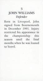 1993 CCFC Cardiff City Class of 1992-1993 #5 John Williams Back