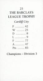 1993 CCFC Cardiff City Class of 1992-1993 #25 The Barclays League Trophy Back