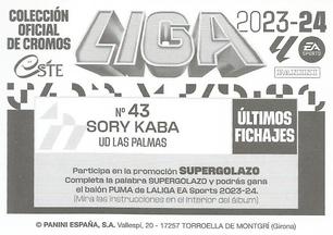2023-24 Panini Liga Este - Últimos Fichajes & Top Fichaje #43 Sory Kaba Back