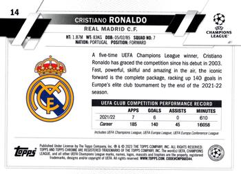 2022-23 Topps Chrome Sapphire Edition UEFA Club Competitions #14 Cristiano Ronaldo Back