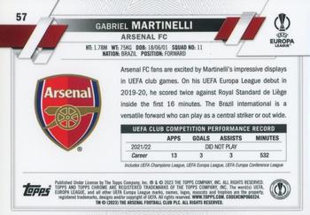 2022-23 Topps Chrome Sapphire Edition UEFA Club Competitions #57 Gabriel Martinelli Back