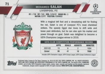 2022-23 Topps Chrome Sapphire Edition UEFA Club Competitions #71 Mohamed Salah Back