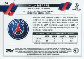 2022-23 Topps Chrome Sapphire Edition UEFA Club Competitions #100 Kylian Mbappé Back