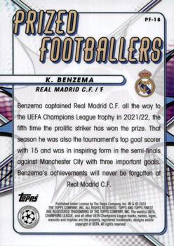 2022-23 Finest UEFA Club Competitions - Prized Footballers #PF-18 Karim Benzema Back