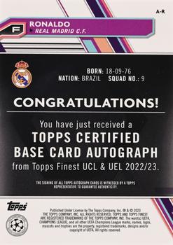 2022-23 Finest UEFA Club Competitions - Autographs Neon Green Wave Refractor #A-R Ronaldo Back