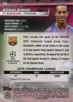 2022-23 Stadium Club Chrome UEFA Club Competitions #10 Ronaldinho Back