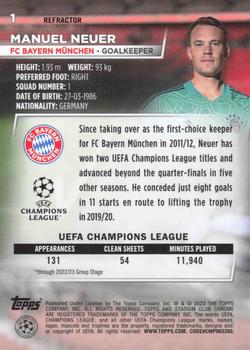 2022-23 Stadium Club Chrome UEFA Club Competitions - Refractor #1 Manuel Neuer Back