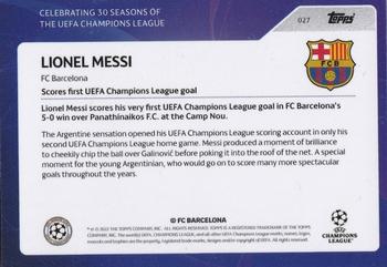 2022 Topps UEFA Champions League 30 Seasons Celebration - Black Foil #027 Lionel Messi Back