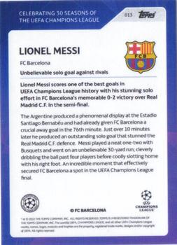 2022 Topps UEFA Champions League 30 Seasons Celebration - Blue Foil #013 Lionel Messi Back