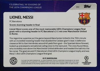 2022 Topps UEFA Champions League 30 Seasons Celebration - Blue Foil #043 Lionel Messi Back