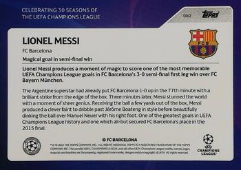 2022 Topps UEFA Champions League 30 Seasons Celebration - Blue Foil #060 Lionel Messi Back