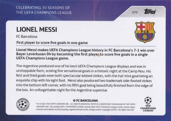 2022 Topps UEFA Champions League 30 Seasons Celebration - Gold Foil #070 Lionel Messi Back