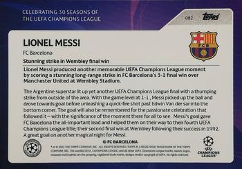 2022 Topps UEFA Champions League 30 Seasons Celebration - Gold Foil #082 Lionel Messi Back