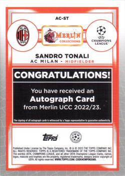 2022-23 Merlin Chrome UEFA Club Competitions - Autographs #AC-ST Sandro Tonali Back