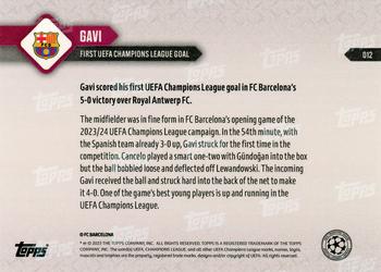 2023-24 Topps Now UEFA Champions League #012 Gavi Back