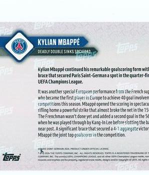 2023-24 Topps Now UEFA Champions League #100 Kylian Mbappé Back