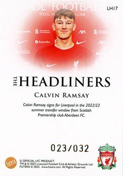 2022-23 Futera Liverpool Headliners - Gold #LH17 Calvin Ramsay Back