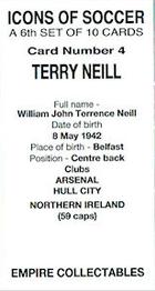 2023 Empire Collectables Icons of Soccer (set 6) #4 Terry Neill Back