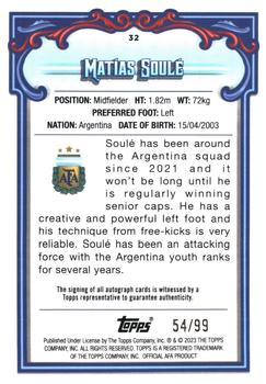 2023 Topps Argentina Fileteado - Autographs Sky Blue & White Tango #32 Matías Soulé Back