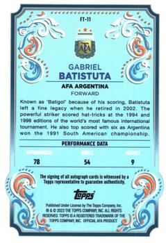 2023 Topps Argentina Fileteado - Fileteado Autographs #FT-11 Gabriel Batistuta Back
