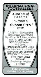 2022 Empire Collections International Footballers (3rd set) #5 Gunnar Gren Back