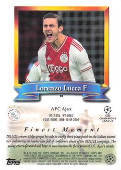 2022-23 Topps Finest Flashbacks UEFA Club Competitions #18 Lorenzo Lucca Back