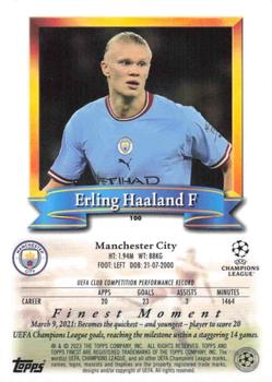2022-23 Topps Finest Flashbacks UEFA Club Competitions #100 Erling Haaland Back