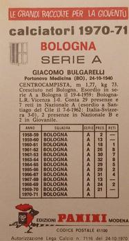 1970-71 Panini Calciatori #NNO Giacomo Bulgarelli Back