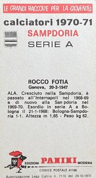1970-71 Panini Calciatori #NNO Rocco Fotia Back
