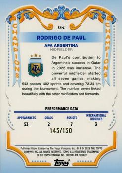 2023 Topps Argentina Fileteado - Champions Yellow Tango #CH-2 Rodrigo De Paul Back