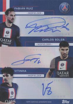 2022-23 Topps Paris Saint-Germain Team Set - PSG Triple Autographs #PSG-RSV Fabián Ruiz / Carlos Soler / Vitinha Front