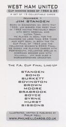 2007 Philip Neill West Ham United Cup Winning Sides of 1964 and 1965 #1 Jim Standen Back